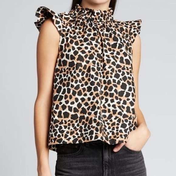 Sea New York Apollo Flutter Sleeve Cheetah Print Top XS - Picture 1 of 15